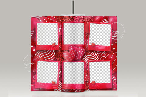 Valentine's day Tumbler, Photo Collage Tumbler with 6 Images, Red Heart Design, Skinny Tumbler 20oz Design Wrap, Seamless Sublimation Sublimation Syre Digital Creations 