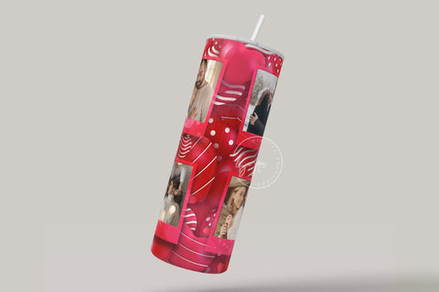 Valentine's day Tumbler, Photo Collage Tumbler with 6 Images, Red Heart Design, Skinny Tumbler 20oz Design Wrap, Seamless Sublimation Sublimation Syre Digital Creations 