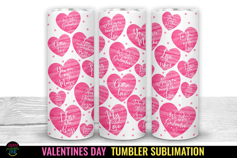 Valentines Day Tumbler Sublimation I 20 Oz Tumbler Wrap PNG Sublimation Happy Printables Club 