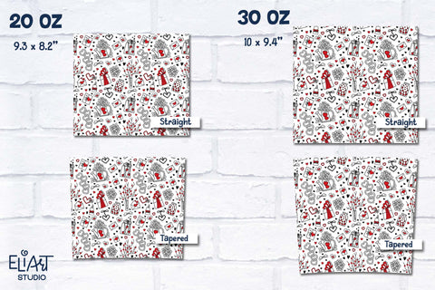 Valentines Day Tumbler Sublimation, Tumbler Wrap 20-30 OZ. Sublimation Elinorka 