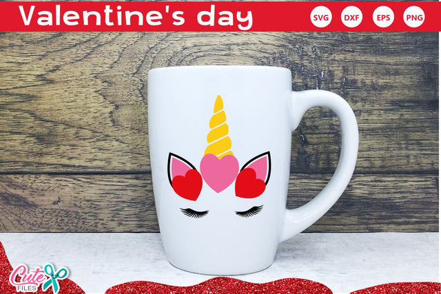 Valentines day unicorn SVG for crafters SVG Cute files 