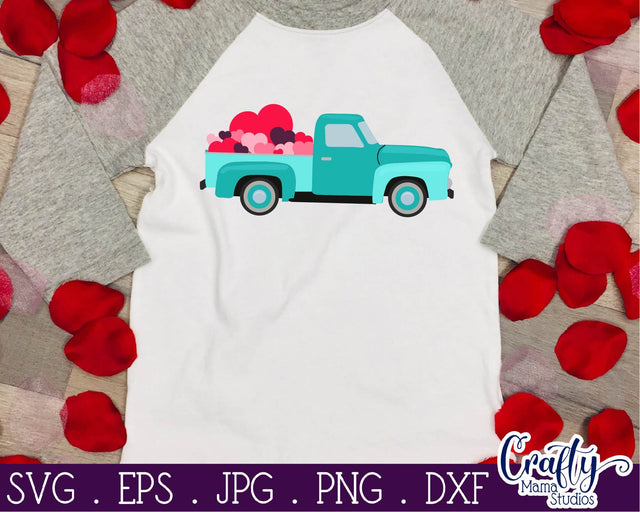 Valentine's Day - Vintage Truck - Hearts Svg SVG Crafty Mama Studios 