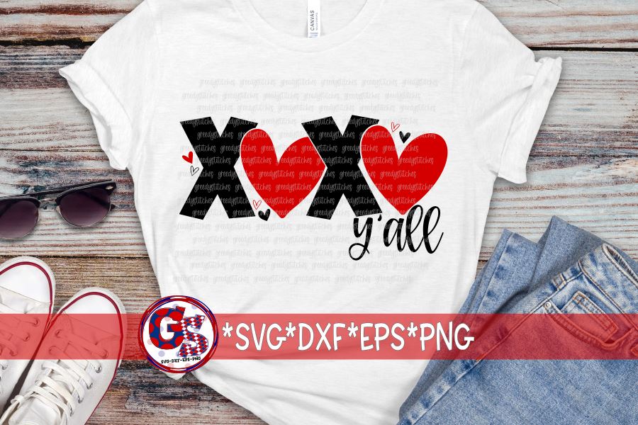 Valentine's Day XOXO Y'all SVG DXF EPS PNG - So Fontsy