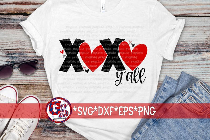 Valentine's Day XOXO Y'all SVG DXF EPS PNG - So Fontsy