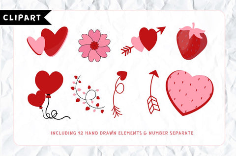 Valentine’s Doodle Alphabet and Hand Drawn Numbers & Clipart Font Regulrcrative 