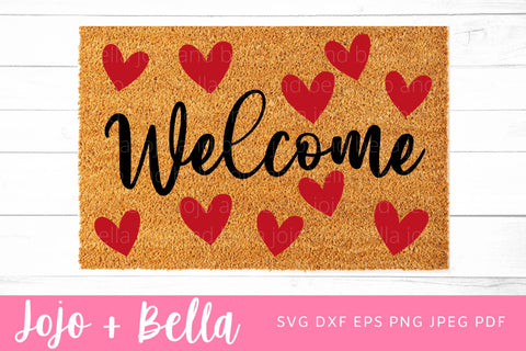 Valentines Door Mat Svg, Welcome Sign Svg, Love Door Mat Svg, Hearts Door Mat Svg, Valentines Day Svg, Valentines Cut File, Svg files for Cricut SVG Jojo&Bella 