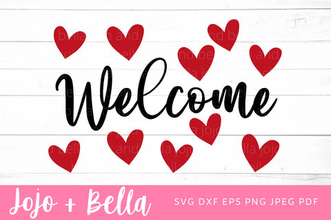 Valentines Door Mat Svg, Welcome Sign Svg, Love Door Mat Svg, Hearts Door Mat Svg, Valentines Day Svg, Valentines Cut File, Svg files for Cricut SVG Jojo&Bella 