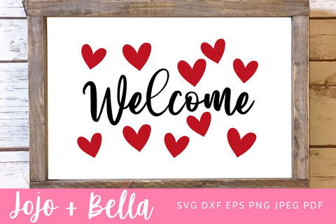 Valentines Door Mat Svg, Welcome Sign Svg, Love Door Mat Svg, Hearts Door Mat Svg, Valentines Day Svg, Valentines Cut File, Svg files for Cricut SVG Jojo&Bella 