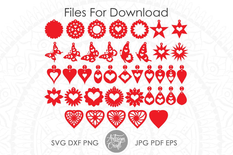 Valentines earrings, heart earrings SVG,laser cut files SVG Artisan Craft SVG 