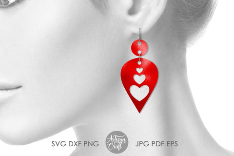 Valentines earrings, heart earrings SVG,laser cut files SVG Artisan Craft SVG 