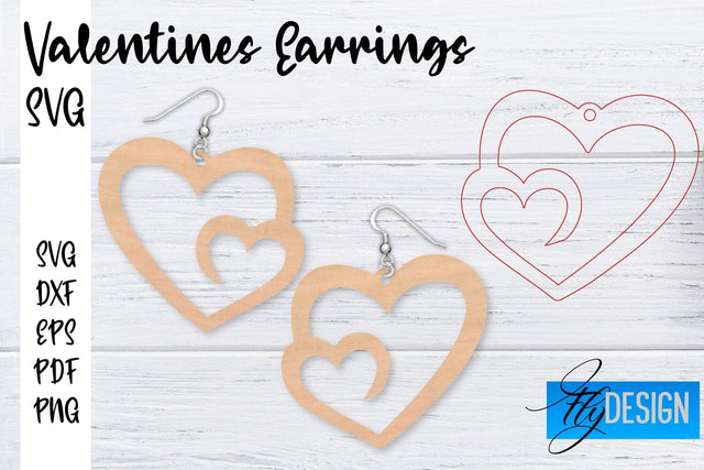Valentine’s Earrings Laser Cut SVG | Earrings SVG Design | CNC Files SVG Fly Design 