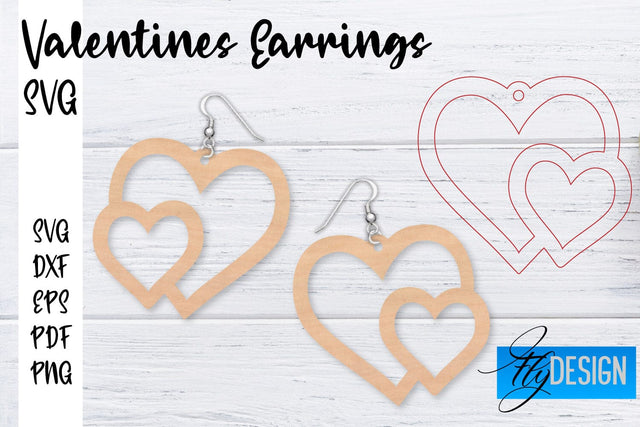 Valentine’s Earrings Laser Cut SVG | Earrings SVG Design | CNC Files SVG Fly Design 