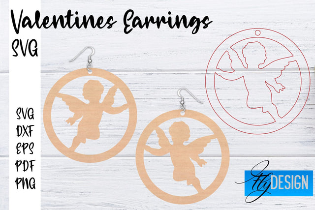 Valentine’s Earrings Laser Cut SVG | Earrings SVG Design | CNC Files SVG Fly Design 