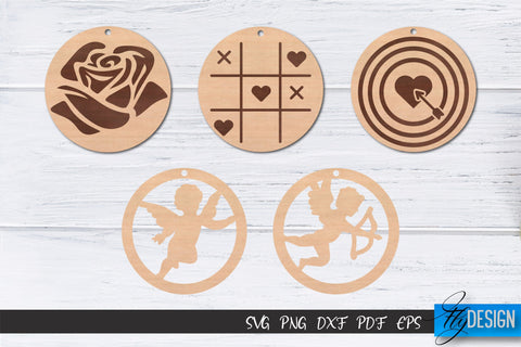 Valentine’s Earrings Laser Cut SVG | Earrings SVG Design | CNC Files SVG Fly Design 