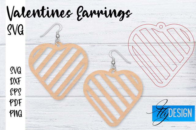 Valentine’s Earrings Laser Cut SVG | Earrings SVG Design | CNC Files SVG Fly Design 