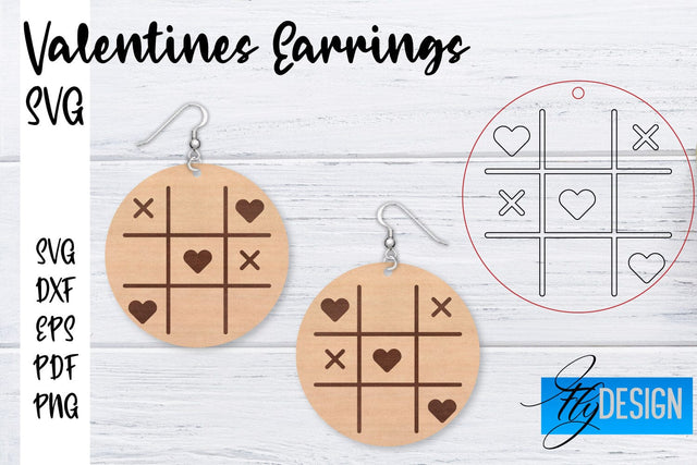 Valentine’s Earrings Laser Cut SVG | Earrings SVG Design | CNC Files SVG Fly Design 