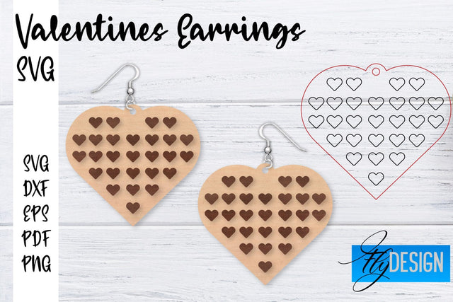Valentine’s Earrings Laser Cut SVG | Earrings SVG Design | CNC Files SVG Fly Design 