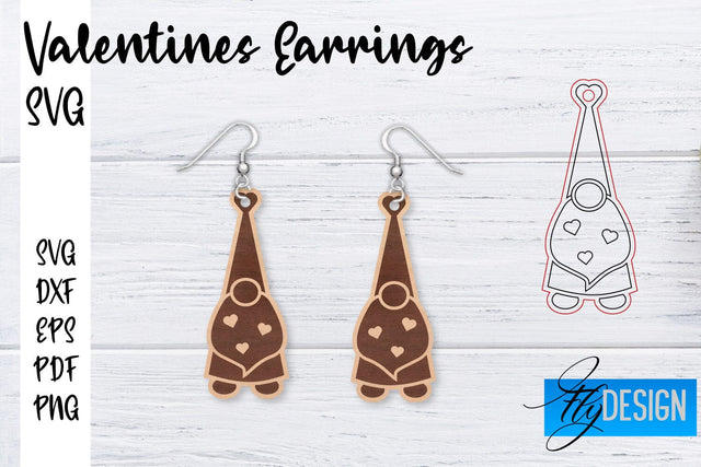 Valentine’s Earrings Laser Cut SVG | Earrings SVG Design | CNC Files SVG Fly Design 