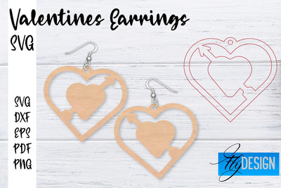 Valentine’s Earrings Laser Cut SVG | Earrings SVG Design | CNC Files SVG Fly Design 