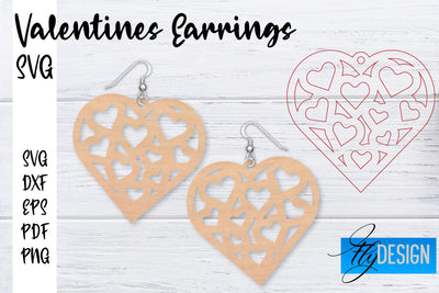 Valentine’s Earrings Laser Cut SVG | Earrings SVG Design | CNC Files SVG Fly Design 
