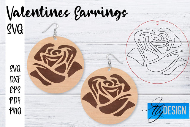 Valentine’s Earrings Laser Cut SVG | Earrings SVG Design | CNC Files SVG Fly Design 