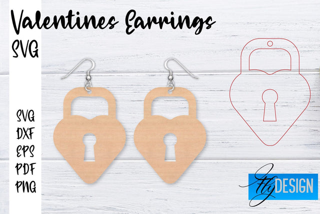 Valentine’s Earrings Laser Cut SVG | Earrings SVG Design | CNC Files SVG Fly Design 