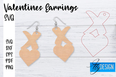 Valentine’s Earrings Laser Cut SVG | Earrings SVG Design | CNC Files SVG Fly Design 