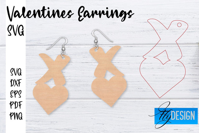 Valentine’s Earrings Laser Cut SVG | Earrings SVG Design | CNC Files SVG Fly Design 