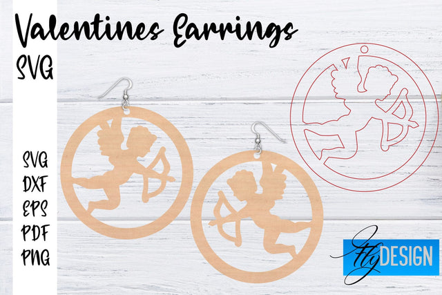 Valentine’s Earrings Laser Cut SVG | Earrings SVG Design | CNC Files SVG Fly Design 