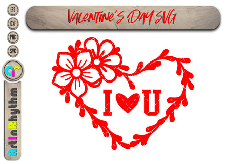Valentines Floral Heart, I love you svg SVG Artinrhythm shop 