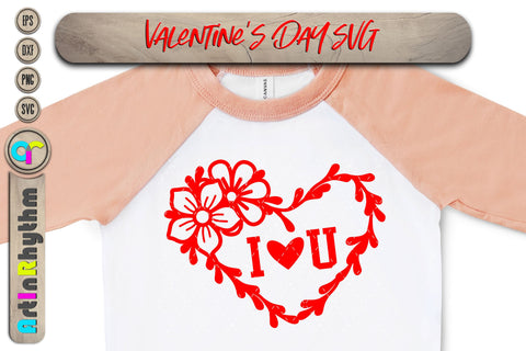 Valentines Floral Heart, I love you svg SVG Artinrhythm shop 