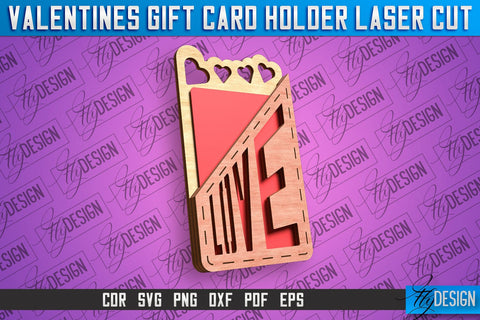 Valentines Gift Card Holder Laser Cut SVG | Gift Card Holder SVG | CNC Files SVG Fly Design 