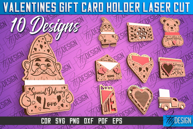 Valentines Gift Card Holder Laser Cut SVG | Gift Card Holder SVG | CNC Files SVG Fly Design 