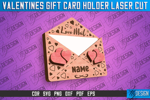 Valentines Gift Card Holder Laser Cut SVG | Gift Card Holder SVG | CNC Files SVG Fly Design 