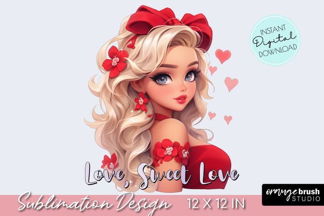 Valentines Girl Sublimation. Valentine Quote PNG Sublimation OrangeBrushStudio 