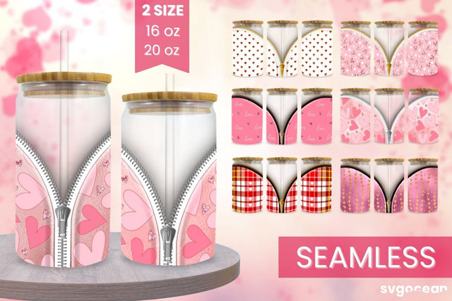 Valentines Glass Can Wrap Bundle Sublimation SvgOcean 