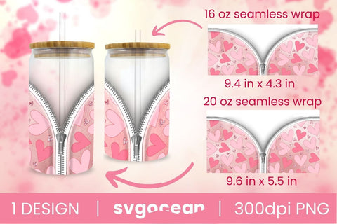 Valentines Glass Can Wrap Bundle Sublimation SvgOcean 