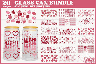 Valentines Glass Can Wrap SVG Bundle | 16oz Glass Can Wrap SVG Carla C Designs 