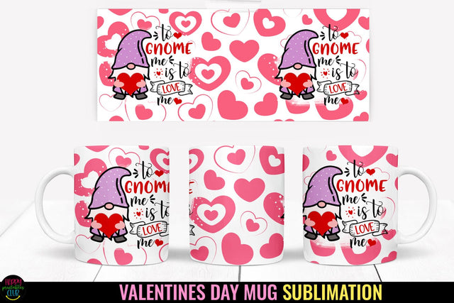 Valentines Gnome Mug Wrap Sublimation I Valentine Mugs PNG Sublimation Happy Printables Club 