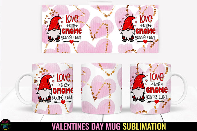 Valentines Gnome Mug Wrap Sublimation I Valentine Mugs PNG Sublimation Happy Printables Club 