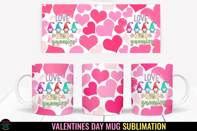 Valentines Gnome Mug Wrap Sublimation I Valentine Mugs PNG Sublimation Happy Printables Club 