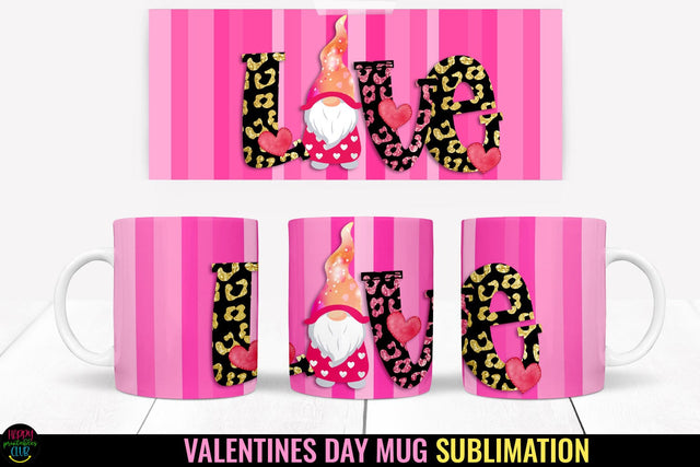 Valentines Gnome Mug Wrap Sublimation I Valentine Mugs PNG Sublimation Happy Printables Club 