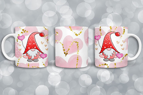 Valentines Gnome Mug Wrap Sublimation I Valentine Mugs PNG Sublimation Happy Printables Club 
