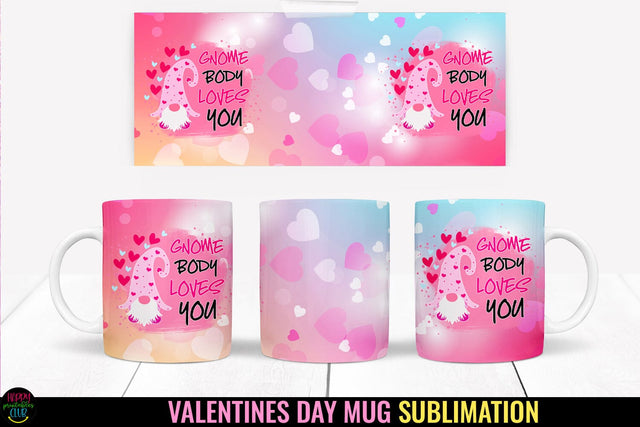 Valentines Gnome Mug Wrap Sublimation I Valentine Mugs PNG Sublimation Happy Printables Club 