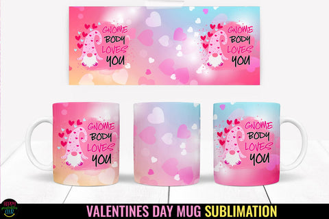 Valentines Gnome Mug Wrap Sublimation I Valentine Mugs PNG Sublimation Happy Printables Club 