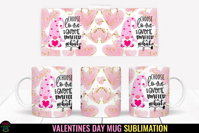 Valentines Gnome Mug Wrap Sublimation I Valentine Mugs PNG Sublimation Happy Printables Club 