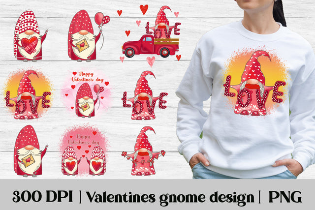 Valentines gnome sublimation bundle | Valentines gnome PNG Sublimation Svetana Studio 