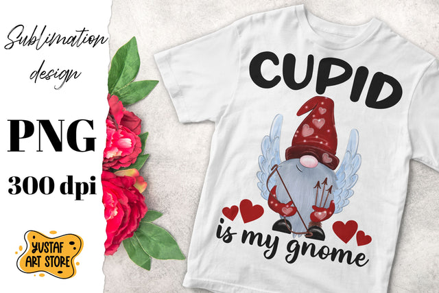 Valentine's gnome sublimation design "Cupid is my Gnome" Sublimation Yustaf Art Store 