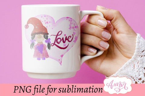 Valentines gnome sublimation design for T-shirts Sublimation Amorclipart 