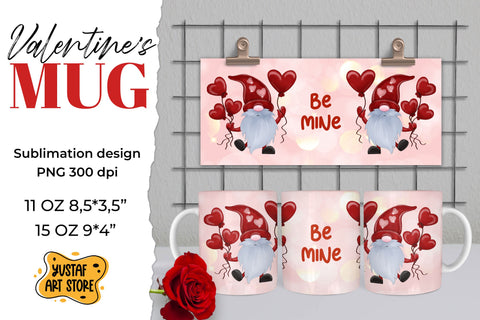 Valentines gnome sublimation mug bundle. 6 design 11 oz,15 oz Sublimation Yustaf Art Store 